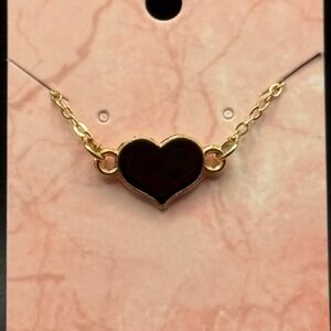 Gold Tone Chain Black Heart Pendant Bracelet Dainty Choker Jewelry